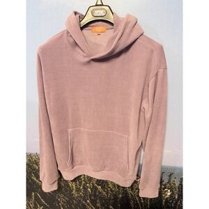 Negative Space Hoodie Mens Large Pink Red Corduroy Sweater Ribbed Sweatshirt
